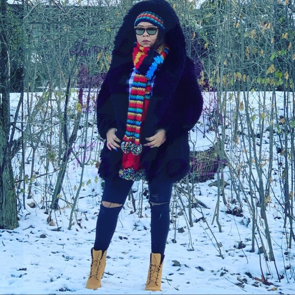 Vintage Style Shaggy Coat- BLACK - Picture 3 of 8